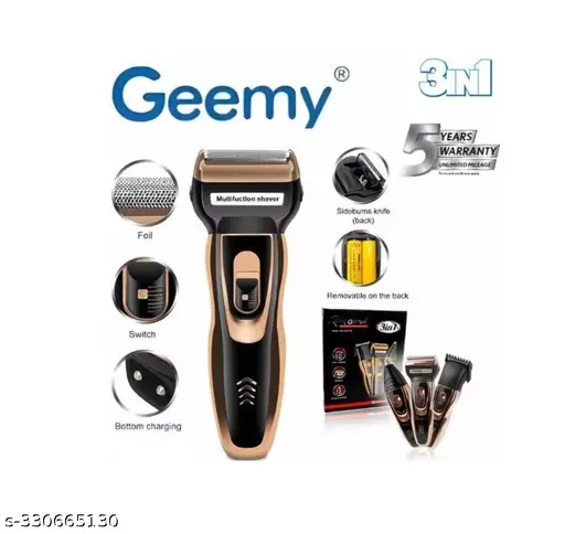 GEEMY GM595 3in1 Grooming Kit Hair Clipper Set Rechargeable Beard Shaver Electric Nose Hair Trimmer for Men